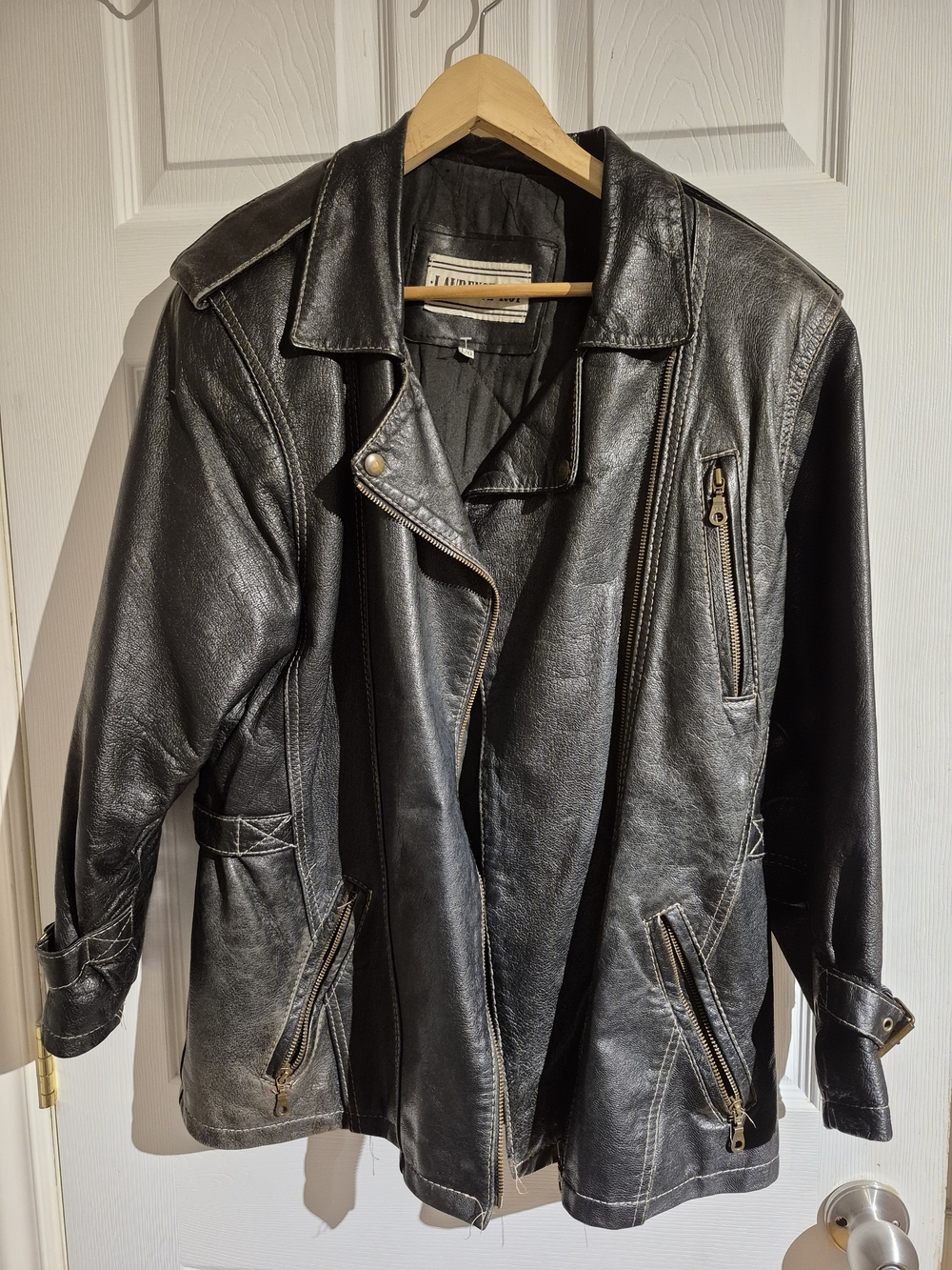 Laurence Roy Black Leather Moto Jacket Women's L